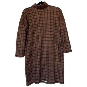 SMITH AND QUINN Rose Plaid Floral Check Mock Neck Dress Elbow Patch Size XS